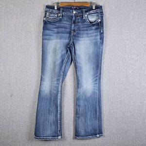 Miss Me Curvy Boot Jeans Embroidered Pockets Womems Sz 33(34×31)
